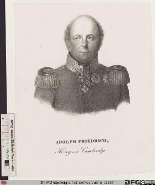 Bildnis Adolf Friedrich (Adolphus Frederick), kgl. Prinz von Großbritannien u. Irland, Herzog von Cambridge