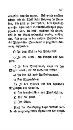 Geschichte der Symptome.