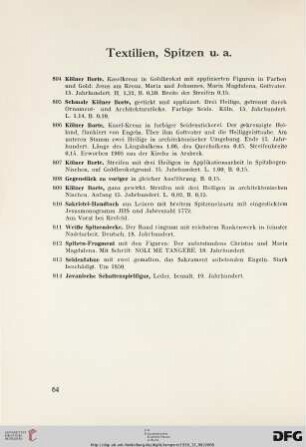 Textilien, Spitzen u.a (Nr. 804-814)