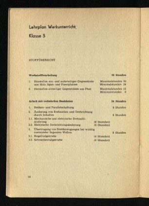 Lehrplan Werkunterricht Klasse 5