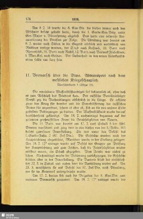 11. Vormarsch über die Düna. Abtransport nach dem westlichen Kriegsschauplatz