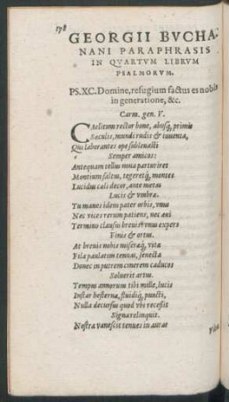 Georgii Buchanani Paraphrasis In Quartum Librum Psalmorum.