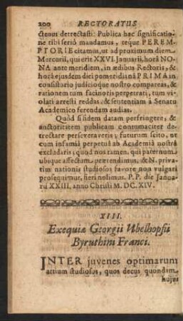 XIII. Exequiae Georgii Ubelhopfii Byruthini Franci.