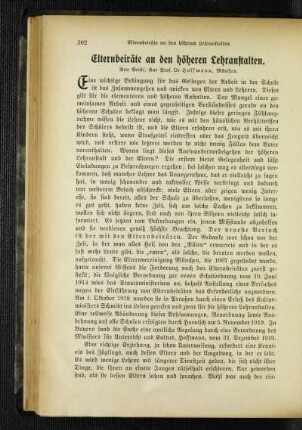 Elternbeiräte an den höheren Lehranstalten