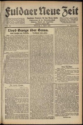 Ausgabe vom Dienstag, den 04. April 1922.