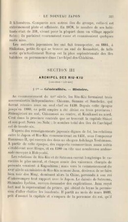 Section III. Archipel des Riu-Kiu (Loo-Choo : Liu-Kiu)