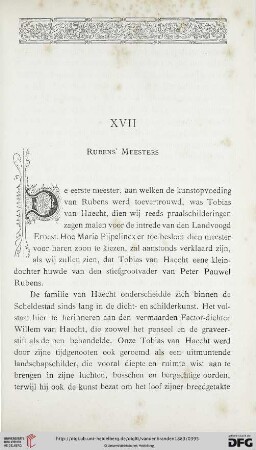 XVII. Rubensʼ meesters