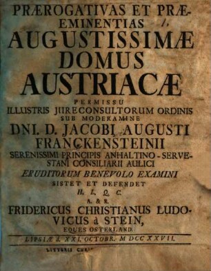 Praerogativas et praeeminentias augustissimae domus Austriacae