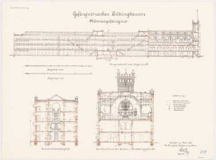 Gefängnis, Lüttringhausen: Männergefängnis: Längsschnitt 1:200; Querschnitt 1:100