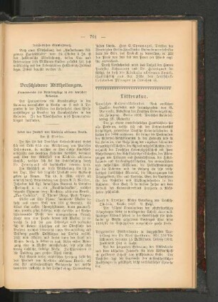 Verschiedene Mittheilungen.