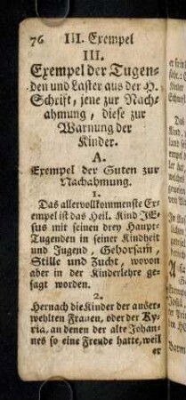 76-87, III. Exempel der Tugenden und Laster aus der H. Schrift...