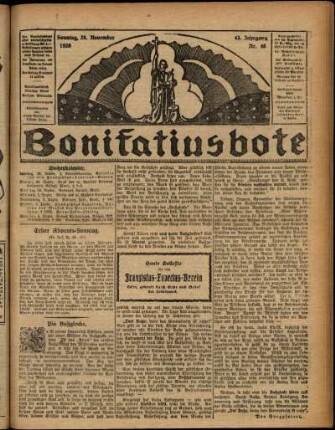 Erste Ausgabe vom Sonntag, den 28. November 1926.