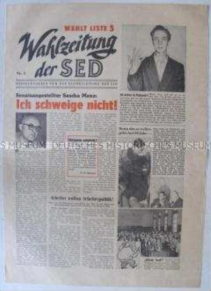 Sonderdruck der SED Berlin zur Wahl des (West)-Berliner Abgeordnetenhauses
