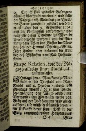Kurtze Relation, wie der Ragozy alles zu seiner Flucht hat anstellen lassen.