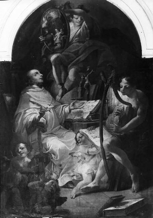 Vision des heiligen Bernhard von Clairvaux : Vision des heiligen Bernhard von Clairvaux. Tafelmalerei (um 1765; A. Brugger). Salem, Ehemalige Zisterzienserabtei, Ostflügel, Bernhardusgang, Konventsgebäude