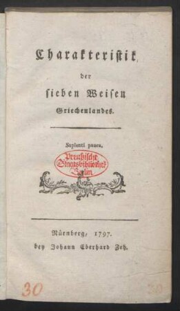 Charakteristik der sieben Weisen Griechenlands