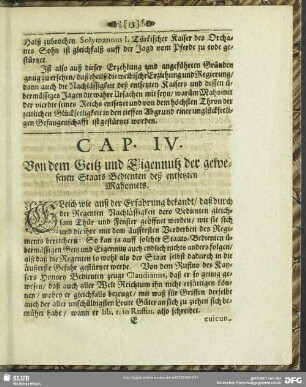 Cap. IV. Von dem Geitz und Eigennutz der gewesenen Staats Bedienten deß entsetzten Mahomets