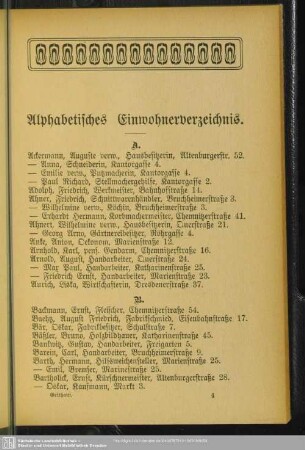 Einwohnerverzeichnis : Alphabetisches Einwohnerverzeichnis