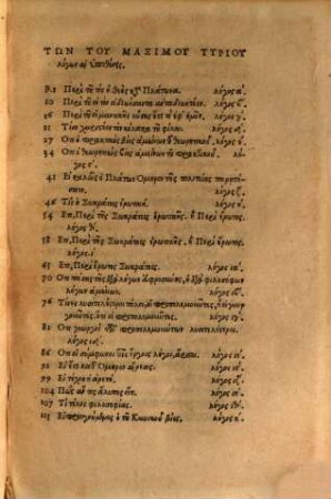 Maximi Tyrii Philosophi Platonici Sermones siue Disputationes XLI