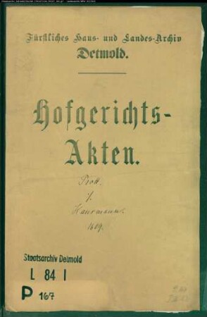 Prott, Hermann gegen Kord Hausmann zu Barntrup - Schuldforderung