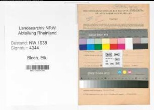 Entnazifizierung Ella Bloch , geb. 16.03.1907 (Lehrerin)