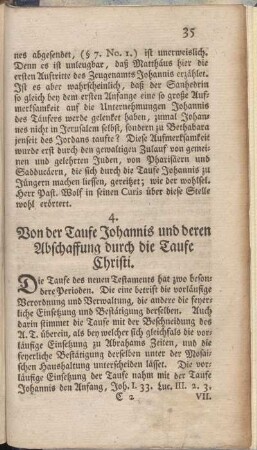 4. Von der Taufe Johannis und deren Abschaffung durch die Taufe Christi.