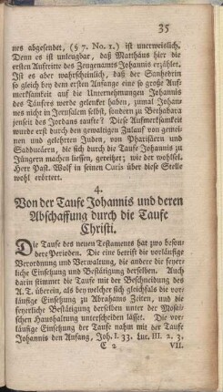 4. Von der Taufe Johannis und deren Abschaffung durch die Taufe Christi.