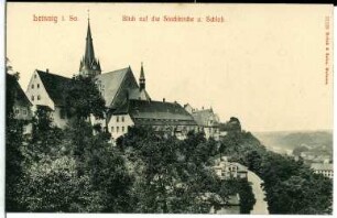 Leisnig. Blick auf Stadtkirche und Schloss
