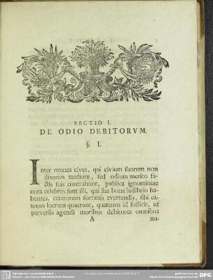 Sectio I. De Odio Debitorum