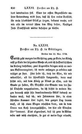 No. LXXVI. Forster an Th. H. in Göttingen