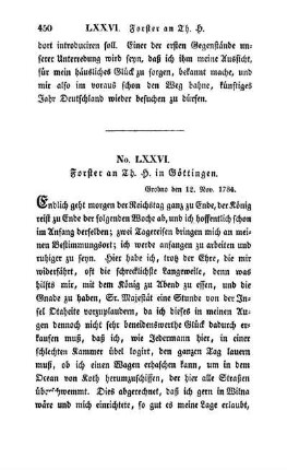 No. LXXVI. Forster an Th. H. in Göttingen