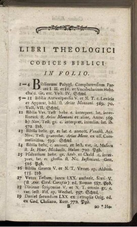 Libri Theologici Codices Biblici In Folio.