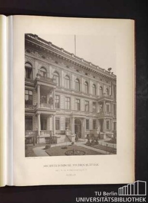 Serie I. No. 133. Wohnhaus Bellevue-Straße No. 14. Berlin.