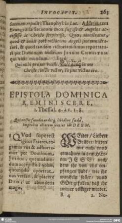 Epistola Dominica Reminiscere, 1. Thessal. 4. à v. 1-8