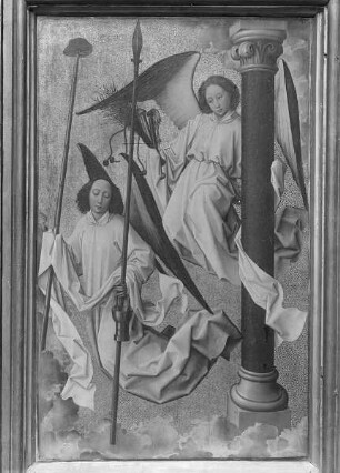 Altar des Jüngsten Gerichts — Altar im geöffneten Zustand — Obere Tafel rechts von der Mitteltafel, Engel mit den Passionswerkzeugen