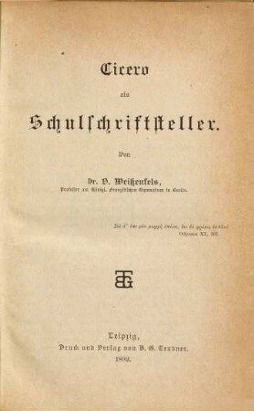 Cicero als Schulschriftsteller