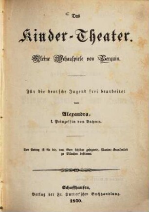 Das Kinder-Theater : kleine Schauspiele