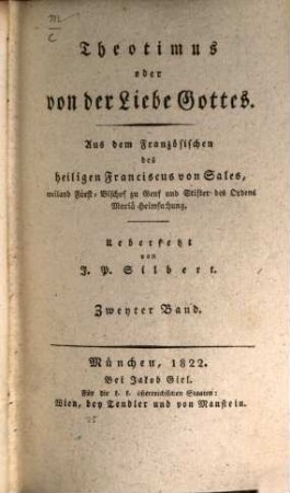 Theotimus, oder von der Liebe Gottes, 2