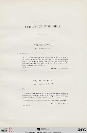 Maitres du XV et XVI siècle (Nr. 547-567)