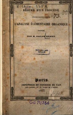 Resumé d'un procédé pour effectuer l'analyse élémentaire organique