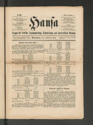 No. 97. Sonnabend, den 5. Februar 1853.