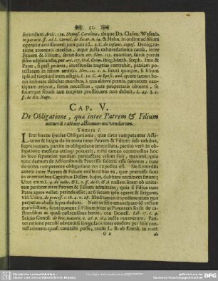 Cap. V. De Obligatione, quae inter Patrem & Filium occurit ratione actionum movendarum