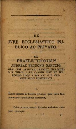 Positiones ex systemate theologico, quas sequentis alumni Ordinis Cisterc. [Adalb. Lepschy, Jos. Schuster ...] publ. propugnabunt Altovadi diebus ... m. Augusti 1814