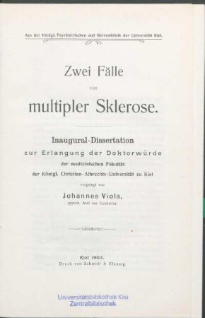 Zwei Fälle von multipler Sklerose