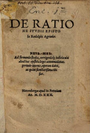 De ratione studii epistola