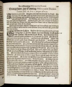 Evangelium am Sonntag Misericordiæ Domini.