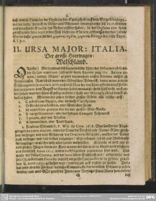 II. Ursa Maior: Italia. Der grosse Heerwagen: Welschland