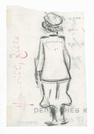 Frau mit Mütze, Rückenansicht