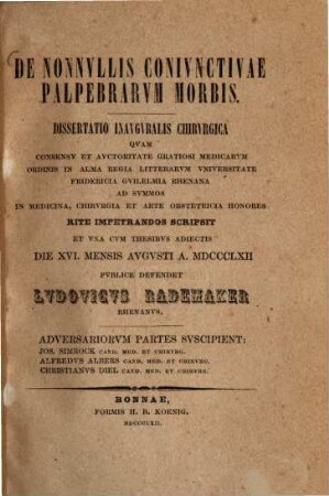 De nonnullis coniuntivae palpebrarum morbis