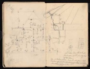 Skizzenbuch: Rathäuser Bocholt, Wernigerode, Goslar, Alsfeld: Rathaus Alsfeld. Details Dachstuhl